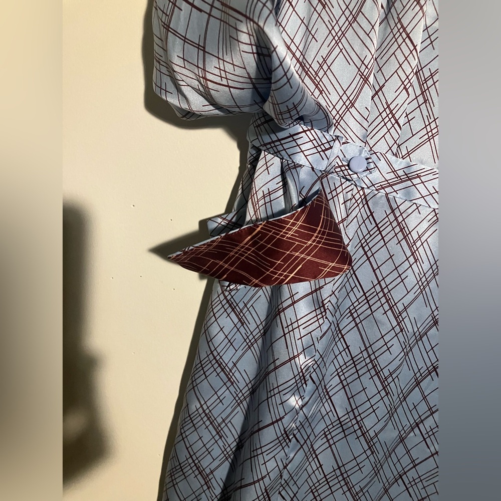 Equipment Blue and Rust red Plaid Long Sleeve Dress - Picture 4 of 15